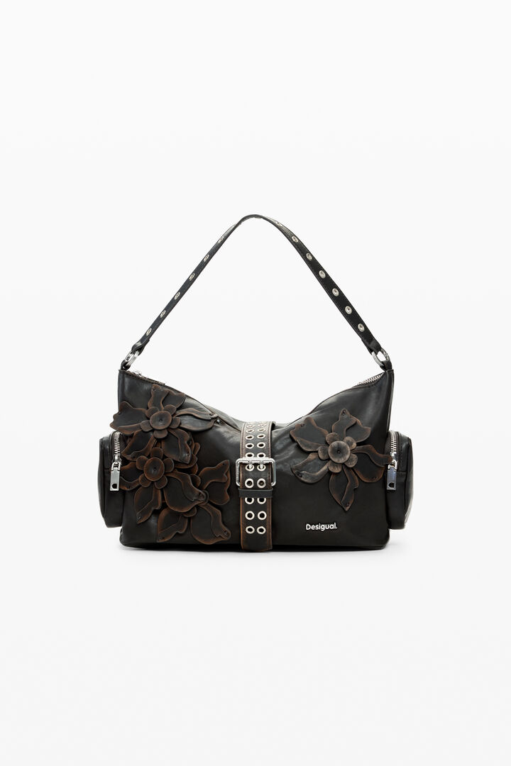 Medium bag with flower appliqués